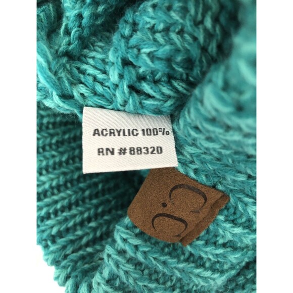 CC Hat Beanie Warm Chunky Soft Stretch Cable Knit Green - Picture 6 of 7